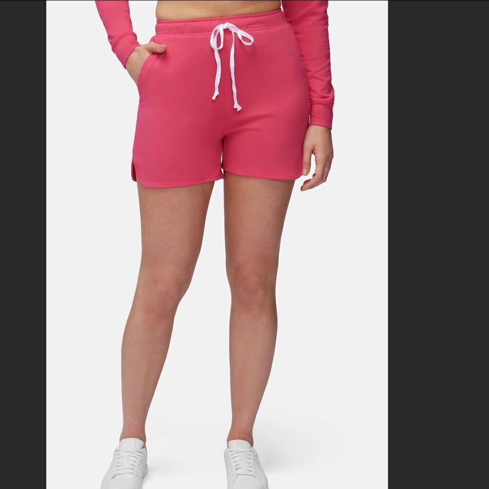 Three Dots Terry Shorts Drawstring Cotton Pink Shorts - Picture 1 of 8
